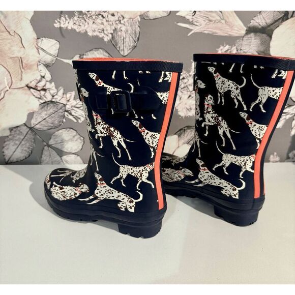 Joules Navy Dalmatian Molly Wellingtons Boots - Picture 12 of 16